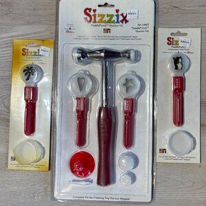 NWT Sizzix PaddlePunch Starter Kit and 2 extra punches